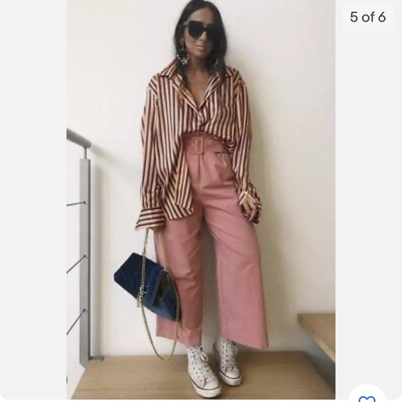 Zara Pink Belted Pants - Picture 2 of 9